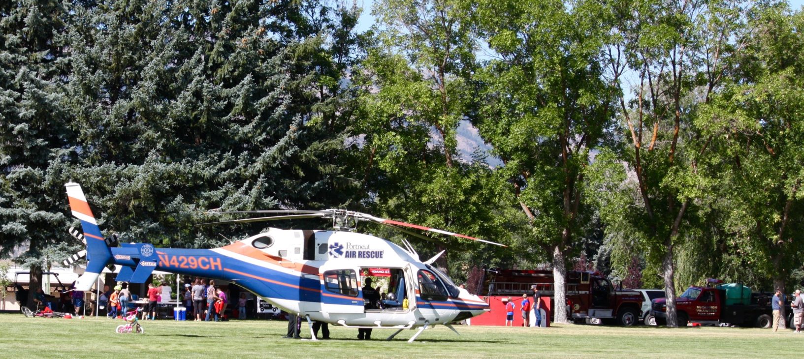 Bike Rodeo and Safety Day 2019, Portneuf Air Rescue lands in McCammon Ball Field